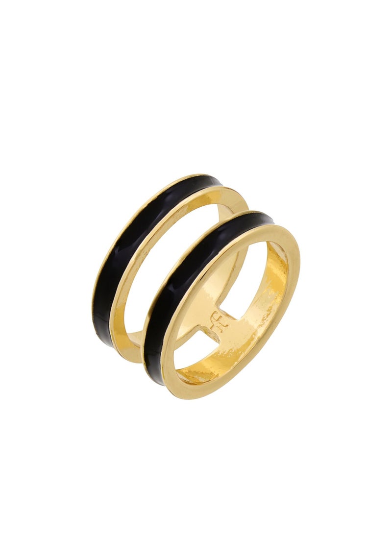 Fashionbox - Tribal Enamel Double Ring Black - Image 1