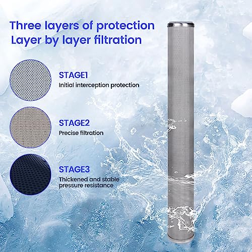Amwater Stainless Steel Re-Cleanable Wire Mesh Filter Cartridge, 20" Length, 2.5" OD (50 Micron), Easy to Clean, Fits Standard Filter Housings, 1 Count - Image 4
