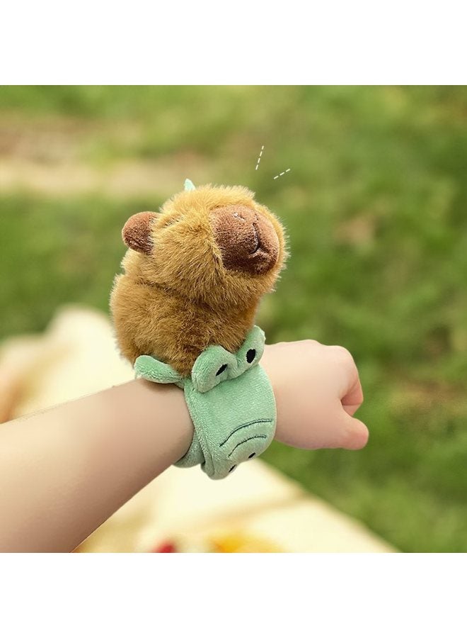 Creative Plush Kappi Bala Pop Ring Pendant Cute Couple Schoolbag Key Chain Hanging Ornament Arm Wagging Tail-Color:❁Plush Capybara Ring-naked Style❁  - Image 5
