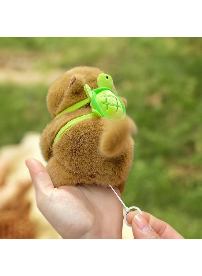 Creative Plush Kappi Bala Pop Ring Pendant Cute Couple Schoolbag Key Chain Hanging Ornament Arm Wagging Tail-Color:❁Plush Capybara Ring-naked Style❁  - Image 4