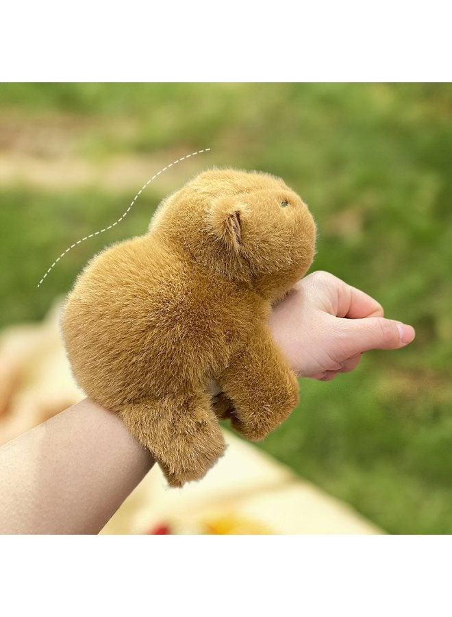 Creative Plush Kappi Bala Pop Ring Pendant Cute Couple Schoolbag Key Chain Hanging Ornament Arm Wagging Tail-Color:❁Plush Capybara Ring-naked Style❁  - Image 1