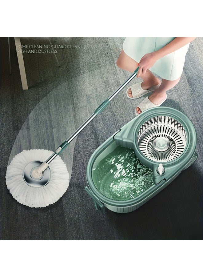 Magic Mop With Bucket 360 rotating with wheels for easy movement, Microfiber Spin Mop With Bucket and Detergent Bottle/Extendable Handle Ideal for Cleaning All Kinds of Floors，Height Adjustable, With 2 Extra Refills - Image 2
