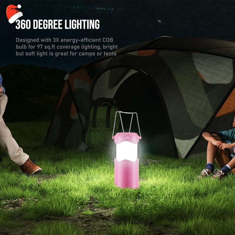 Lichamp LED Camping Lantern, 4 Pack Battery Powered Flashlight for Power Outages, Portable Collapsible Hanging Light Essential for Home, Outdoor, Emergency Lamp Survival Kit Gear for Hurricane, C1 - Image 3