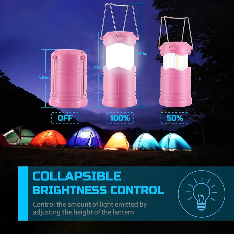 Lichamp LED Camping Lantern, 4 Pack Battery Powered Flashlight for Power Outages, Portable Collapsible Hanging Light Essential for Home, Outdoor, Emergency Lamp Survival Kit Gear for Hurricane, C1 - Image 4
