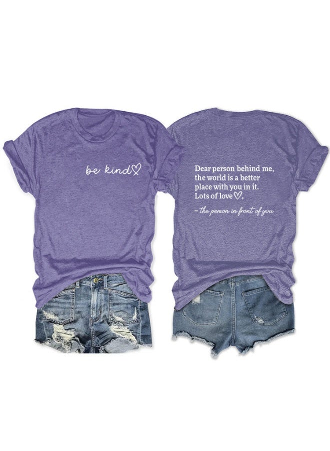 'Be Kind' Printed Women Graphic T-Shirts Casual Short Sleeve Tee Tops - Image 1