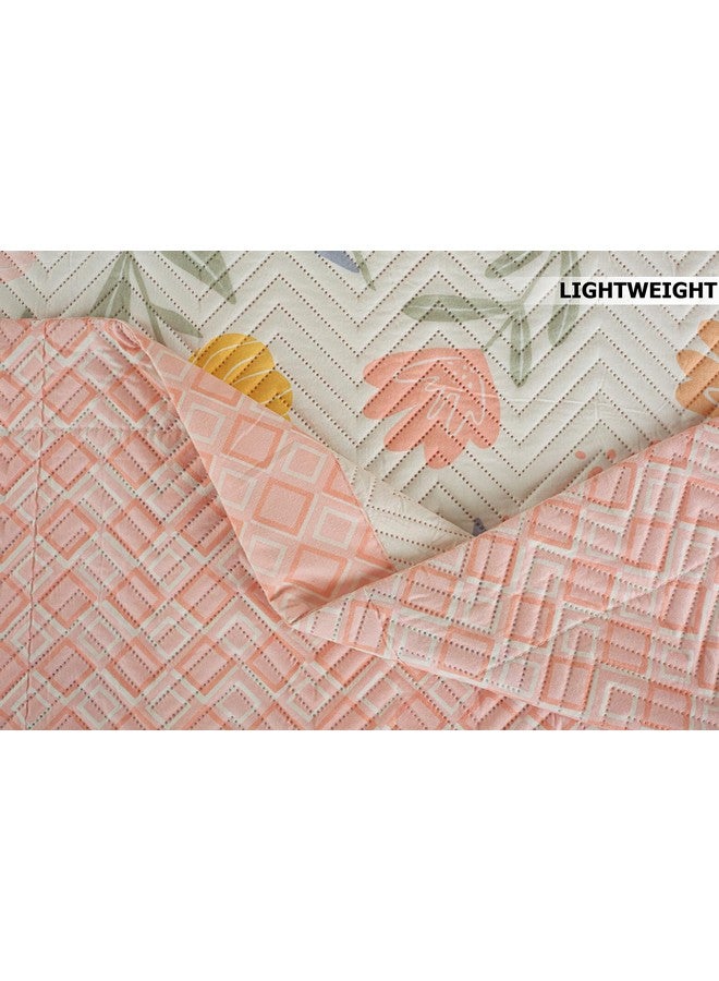 VAS COLLECTIONS Ultrasonic Bedcover Bedsheet Quilt Bedspread with 2 King Size Pillow Covers 90 x 100 inches Floral Printed Decorative Bed Cover King Size (Off White & Pink) - Image 3