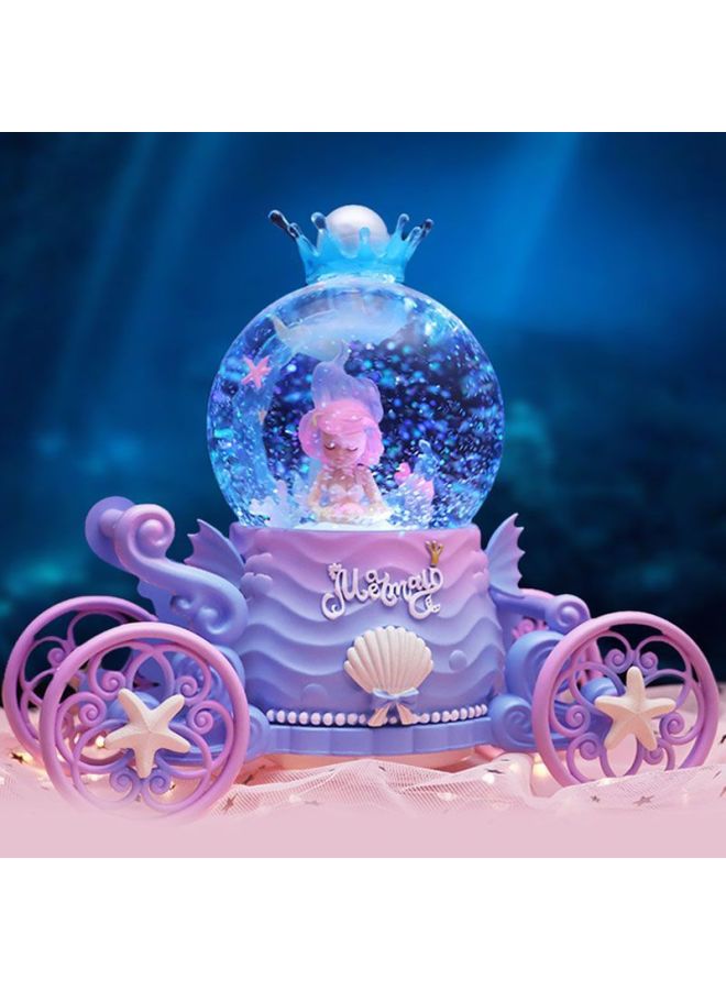 Mermaid Carriage Crystal Ball Music Box Rotating Hair Ocean Wind Room Ornaments Premium Gift For Tenth Birthday-Color:59 Carriage Medium Size A [automatic Snow Floating]-Size:Luxurious Packaging + Greeting Card + Handbag [written Greeting Card] - Image 2