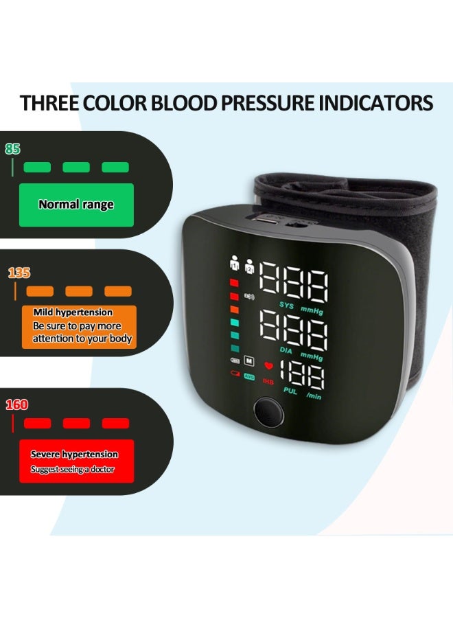 Automatic Blood Pressure Monitor – Upper Arm/Wrist Blood Pressure Monitor with LED Display, Dual User 99-Set Memory Function, USB-C Charging, Adjustable Cuff, Suitable for Home and Travel Use – Saudi Arabia Version - Image 3
