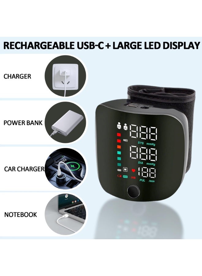 Automatic Blood Pressure Monitor – Upper Arm/Wrist Blood Pressure Monitor with LED Display, Dual User 99-Set Memory Function, USB-C Charging, Adjustable Cuff, Suitable for Home and Travel Use – Saudi Arabia Version - Image 4