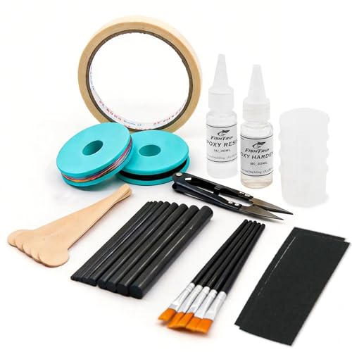FishTrip Fishing Rod Repair Kit Complete with Epoxy,10pcs Carbon Fiber Sticks Pole Building Kit, AB Glue, Wrapping Thread for Saltwater Freshwater Spinning Casting Rod - Image 1