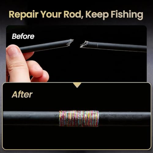 FishTrip Fishing Rod Repair Kit Complete with Epoxy,10pcs Carbon Fiber Sticks Pole Building Kit, AB Glue, Wrapping Thread for Saltwater Freshwater Spinning Casting Rod - Image 5