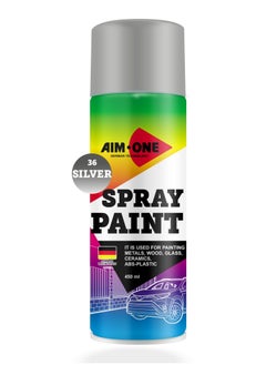 Aim One Spray Paint Silver 450ml - Its Used For Painting Metals - Wood - Glass - Ceramics - ABS-Plastic