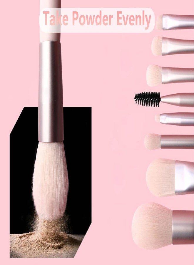 Aternal Professional Makeup Brushes Set, Portable Makeup Brushes, 8 Pieces Makeup Brush Set with Eyeshadow, Eyebrow, Powder, Cosmetic Bag, Foundation Brush Set, Mini Size - Image 5