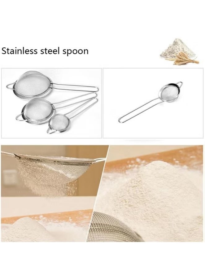 TechDot 3-Piece Fine Mesh Stainless Steel Sieve Set - Essential Kitchen Tool for Pasta, Quinoa, Flour, and More - Image 4