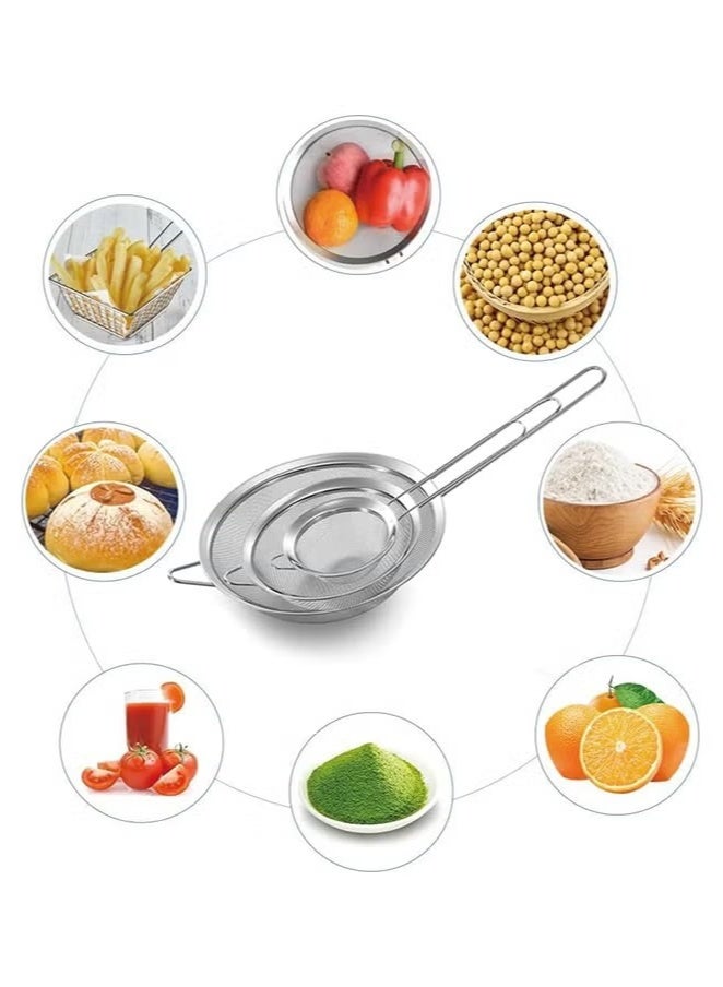TechDot 3-Piece Fine Mesh Stainless Steel Sieve Set - Essential Kitchen Tool for Pasta, Quinoa, Flour, and More - Image 3