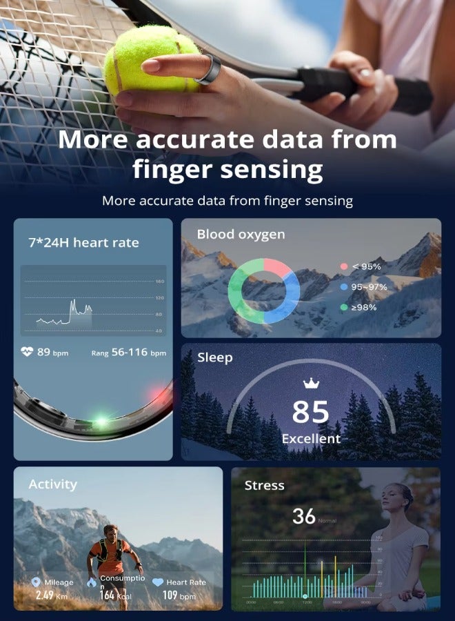 COLMI R02 Smart Ring with Charging Case for Men Women Battery Life 3-5 Days, Health Monitor, 5ATM Waterproof - Image 3