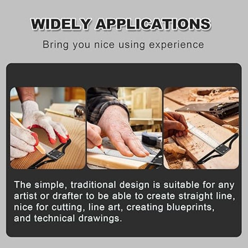 مسطرة أكريليك دقيقة على شكل حرف T للرسم الهندسي، متينة، تصميم شفاف على شكل T، علامات سهلة القراءة، مثالية للمهندسين المعماريين والمهندسين والفنانين، موديل رقم 45 (قطعة واحدة). - Image 3