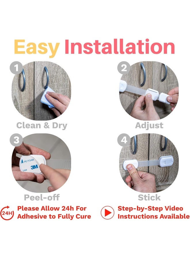 INAYA 6-Pack Child Proof Locks for Cabinet Doors, Drawers, Fridge, Toilet Seat, Dishwasher, Trash Can, Cupboard - 3M - No Drilling - Child Safety Locks for Cabinets and Drawers - Baby Proofing Cabinets Lock - Image 5