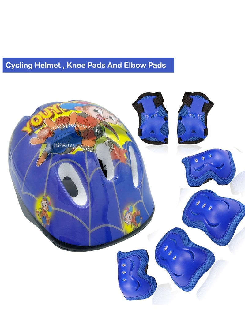 Spall Kids Bike Helmet Set Skateboard Knee Pads - Kids Helmet Elbow Pads Wrist Guards Adjustable for 3~10yrs Girl Boy Kids Protective Gear Set for Sport Cycling Bike Roller Skating Scooter  - Image 1