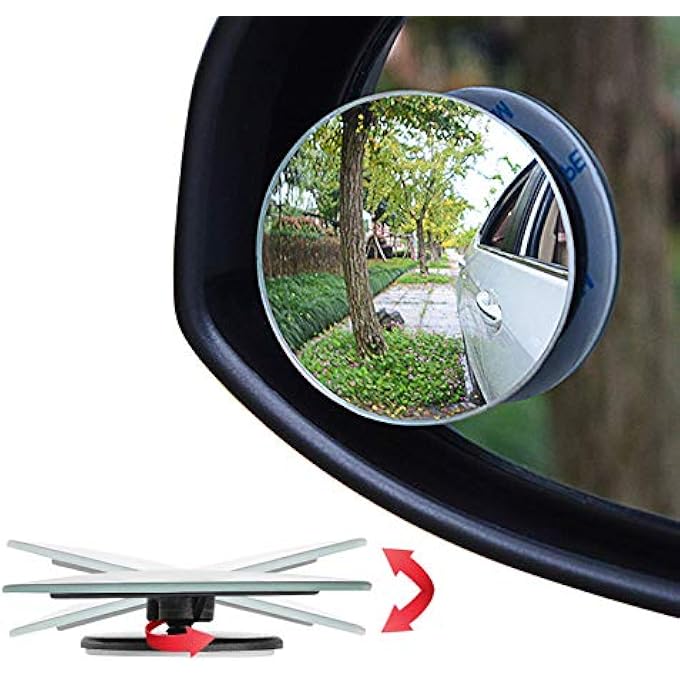 rayihni Upgrade 2 Blind Spot Mirrors 360 Degree Rotate  Sway Adjustabe Hd Glass Convex Wide Angle Rear View Car Suv Universal Fit StickOn LensAdjustable Convex Pack Of 4 - Image 2