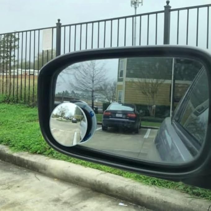 rayihni Upgrade 2 Blind Spot Mirrors 360 Degree Rotate  Sway Adjustabe Hd Glass Convex Wide Angle Rear View Car Suv Universal Fit StickOn LensAdjustable Convex Pack Of 4 - Image 4