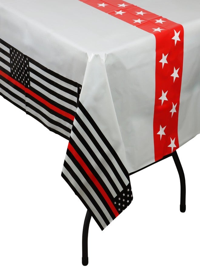 Havercamp Thin Red Line Firefighter Party Tablecover 108x54in Plastic Firefighter Graduation Retirement Fireman Party Decorations - Image 5