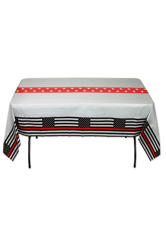 Havercamp Thin Red Line Firefighter Party Tablecover 108x54in Plastic Firefighter Graduation Retirement Fireman Party Decorations - Image 1
