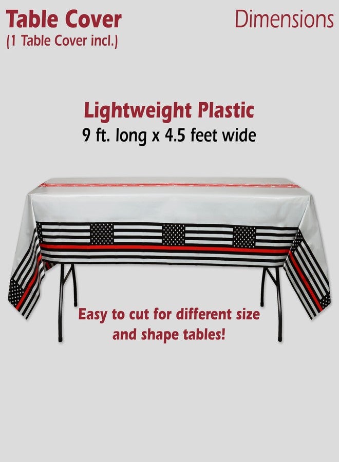 Havercamp Thin Red Line Firefighter Party Tablecover 108x54in Plastic Firefighter Graduation Retirement Fireman Party Decorations - Image 2