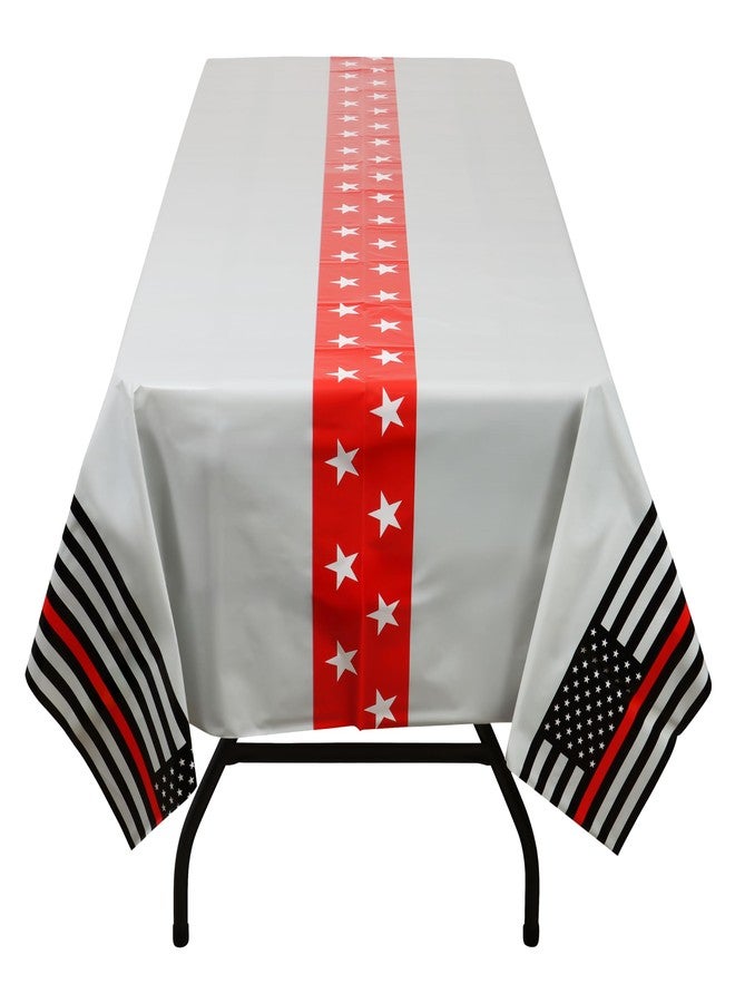 Havercamp Thin Red Line Firefighter Party Tablecover 108x54in Plastic Firefighter Graduation Retirement Fireman Party Decorations - Image 4