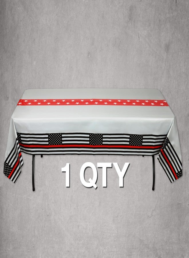 Havercamp Thin Red Line Firefighter Party Tablecover 108x54in Plastic Firefighter Graduation Retirement Fireman Party Decorations - Image 3