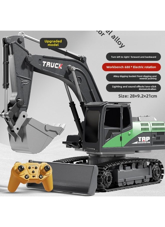 null - [Tao Doodle] Large Alloy Remote Control Excavator Toy Car Little Boy Electric Excavator Car Engineering Vehicle-Colour:11 Channel 2.4g—excavator—alloy Version Dark Night Black-Proportion:[deluxe Edition] 4 Sets Of Lithium Batteries - Image 1