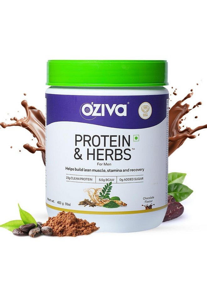 OZiva Protein & Herbs for Men, Chocolate, 16 Servings, 500 g - Image 1