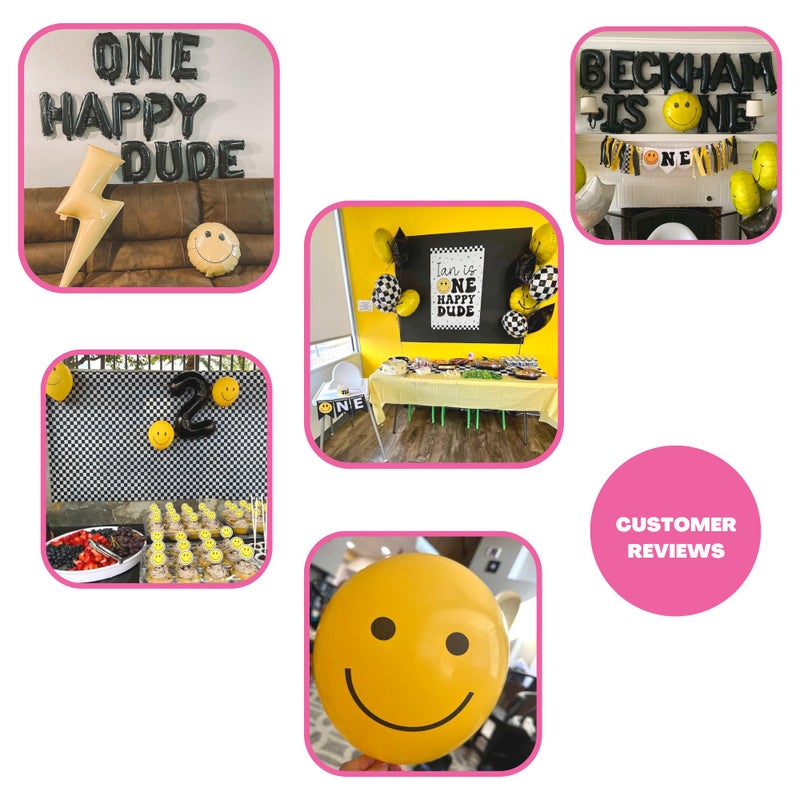 100% Liked Two Cool Balloon Set  40  Black Two|Black & White Smiley Face Latex |Checkered Foil For Two Cool Birthday Decorations  Smiley Face Party Deco  Baby Shower 2Nd Birthday Party Supplies - Image 5