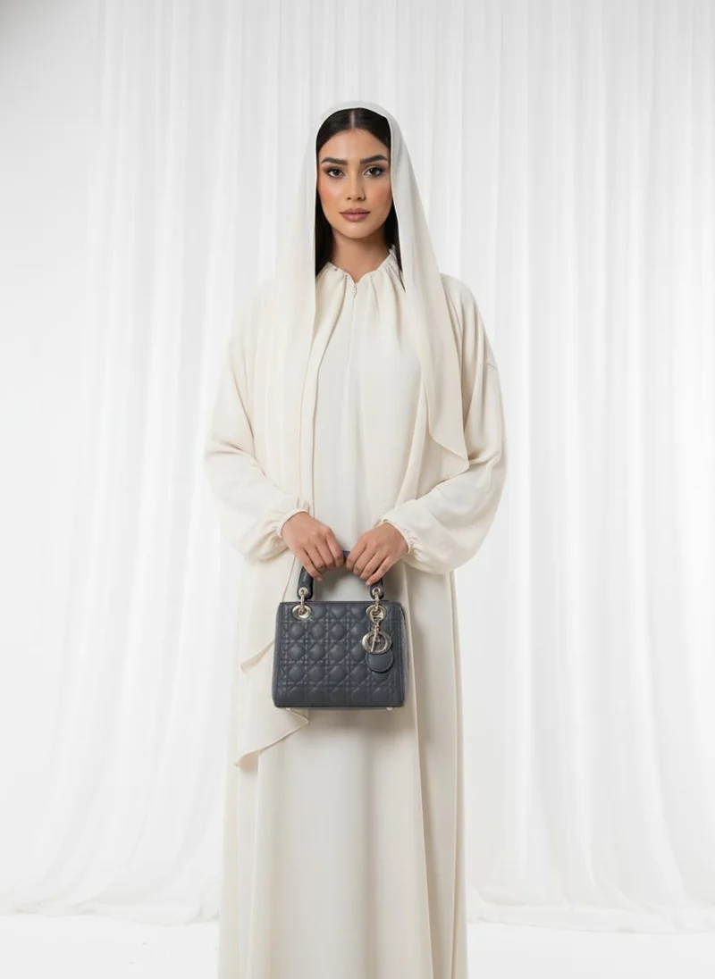 MSquare Fashion  Harir Maqsood Beige Prayer Abaya I Attached Hijab Design for Women | Best Price UAE