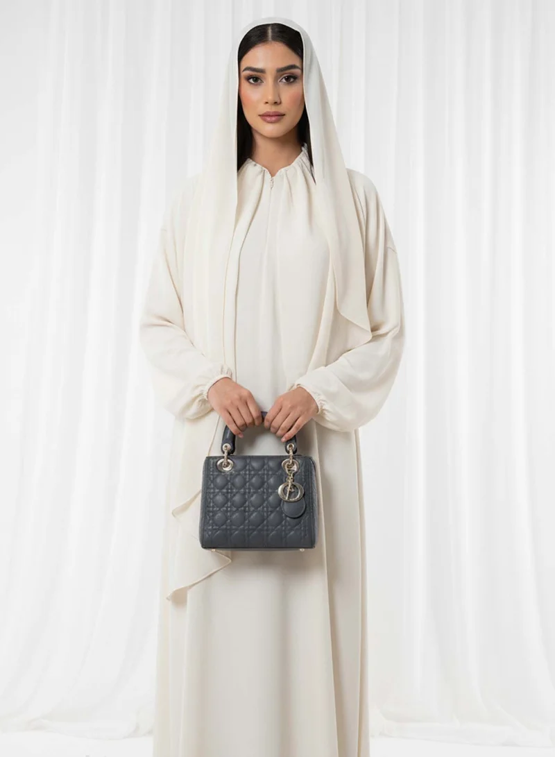 MSquare Fashion Harir Maqsood Beige Prayer Abaya I Attached Hijab Design