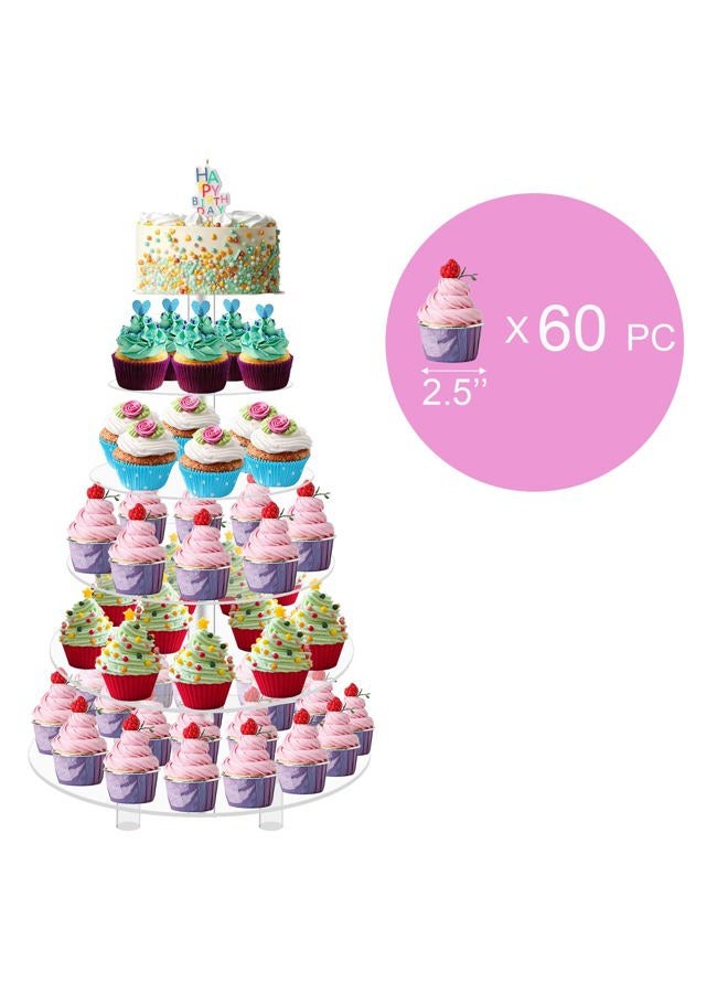 Jusalpha 6 Tier Round Acrylic Cupcake Stand-cake stand-dessert stand, cupcake Tower 6RFs (6 Tier With Base) - Image 3
