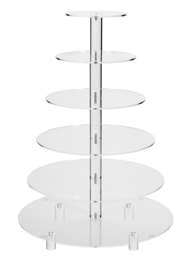 Jusalpha 6 Tier Round Acrylic Cupcake Stand-cake stand-dessert stand, cupcake Tower 6RFs (6 Tier With Base) - Image 1