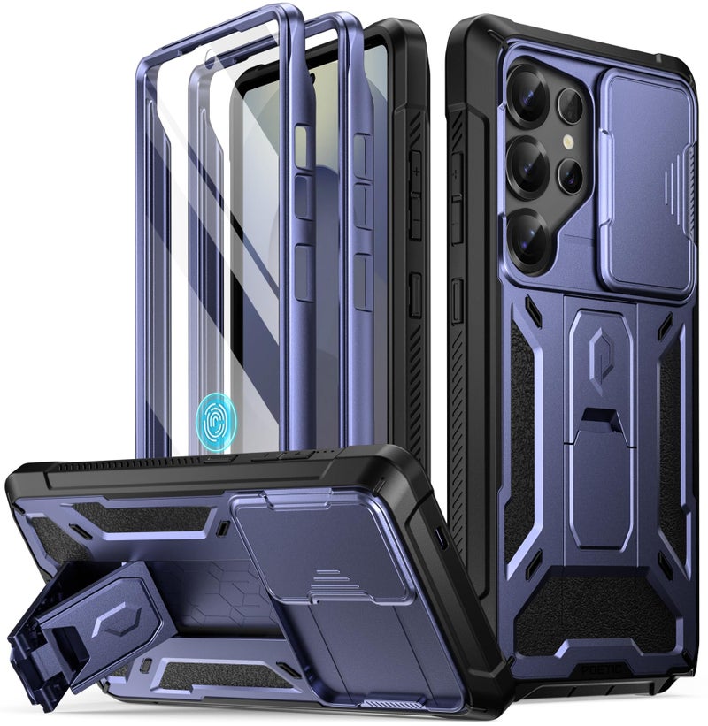 Poetic Spartan Case for Galaxy S25 Ultra 69 Slide Camera Cover Screen Protector Works with Fingerprint ID Military Grade Rugged Shockproof S25 Ultra Phone Case with Kickstand Midnight Blue - Image 2