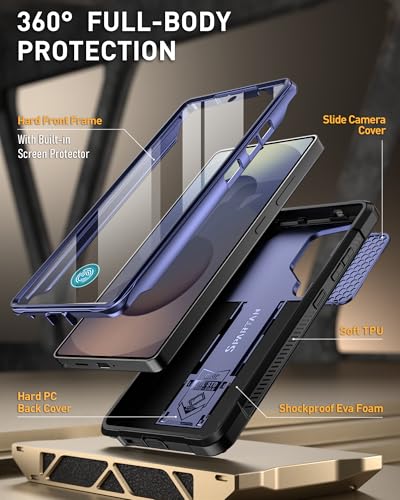 Poetic Spartan Case for Galaxy S25 Ultra 69 Slide Camera Cover Screen Protector Works with Fingerprint ID Military Grade Rugged Shockproof S25 Ultra Phone Case with Kickstand Midnight Blue - Image 3