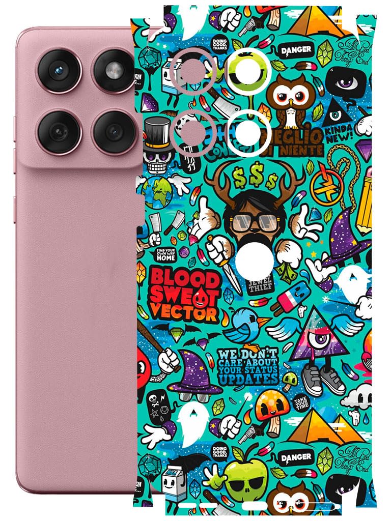 AtOdds - Full Body Back Screen Guard Protector Film - Lamination Wrap Skin Sticker for Moto Edge 60 Fusion (5G) | Scratchproof Matte Finish (Design - Graffiti) - Image 1