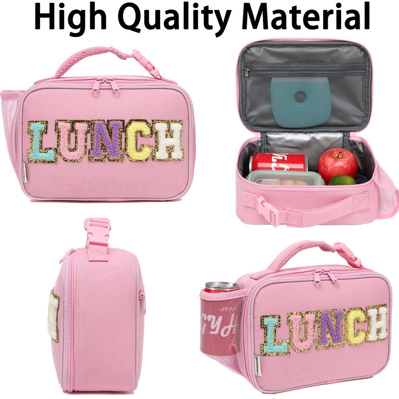 GYEUKHAM Insulated Lunch Box for School, Thermal Reusable Durable Freezable Lunch Bags for Kids Boys Girls Men Women - Small Soft Cooler Portable Lunch Tote Kit for Work Picnic Travel,Pink Alphabet - Image 5