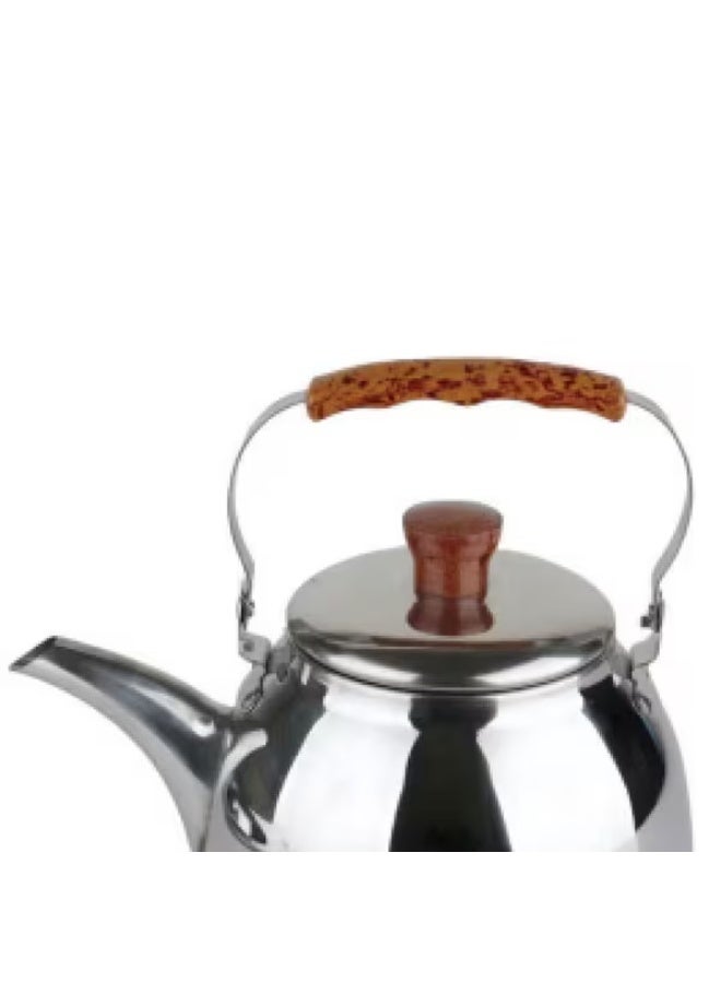 Bister Stainless Steel Leak-Proof Wide Mouth Tea Kettle with Wooden Handle Silver and Brown 1.5 Liter - Image 3