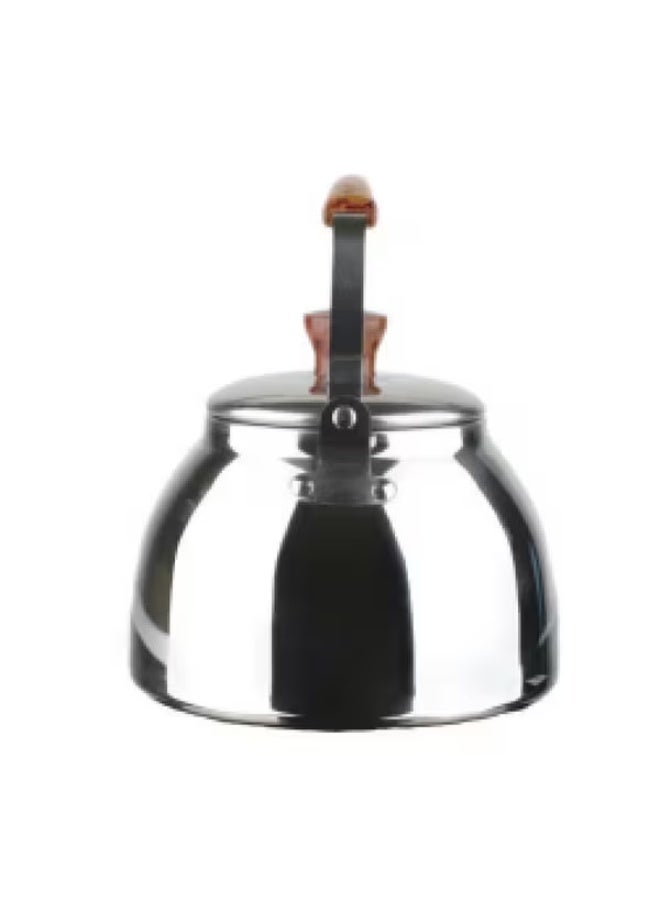 Bister Stainless Steel Leak-Proof Wide Mouth Tea Kettle with Wooden Handle Silver and Brown 1.5 Liter - Image 2