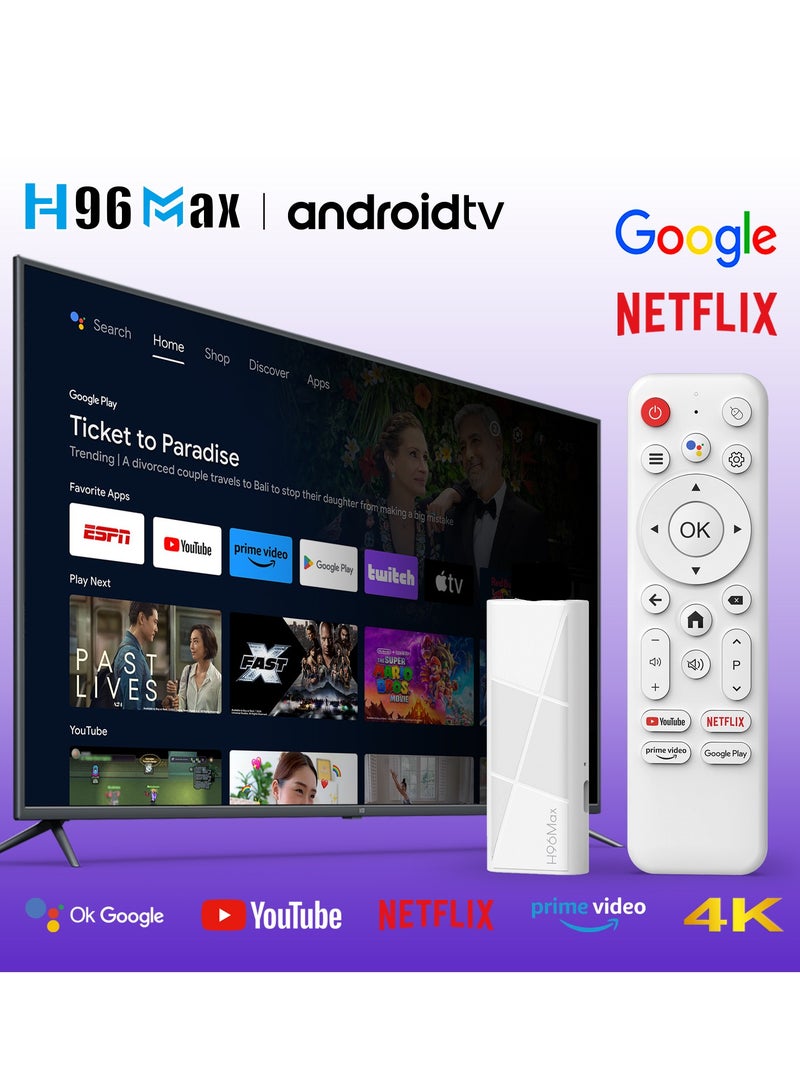 اتش 96 ماكس جهاز تلفزيون يعمل بنظام Android 14 رباعي النواة BT5.4 بدقة 4K بمعدل 60 إطارًا في الثانية، مشغل ATV، مساعد Google الصوتي، مشغل الوسائط، جهاز تلفزيون ذكي - Image 1