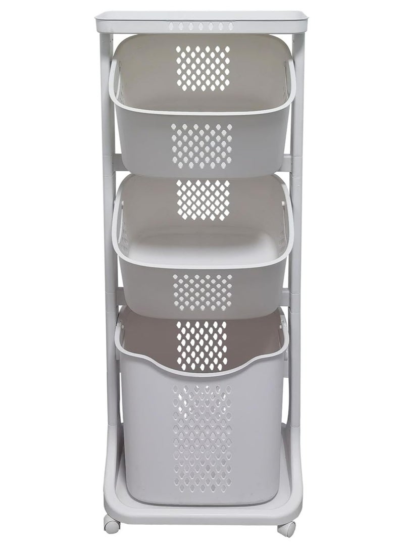 DubaiGallery Multi-functional Storage Bin Organizer Laundry Rack Laundry Hamper Laundry Basket Laundry Sorter Cart Bathroom Product Toiletries Organizer Heavy Duty Movable with Feet Brake Storage Organizer - Image 2