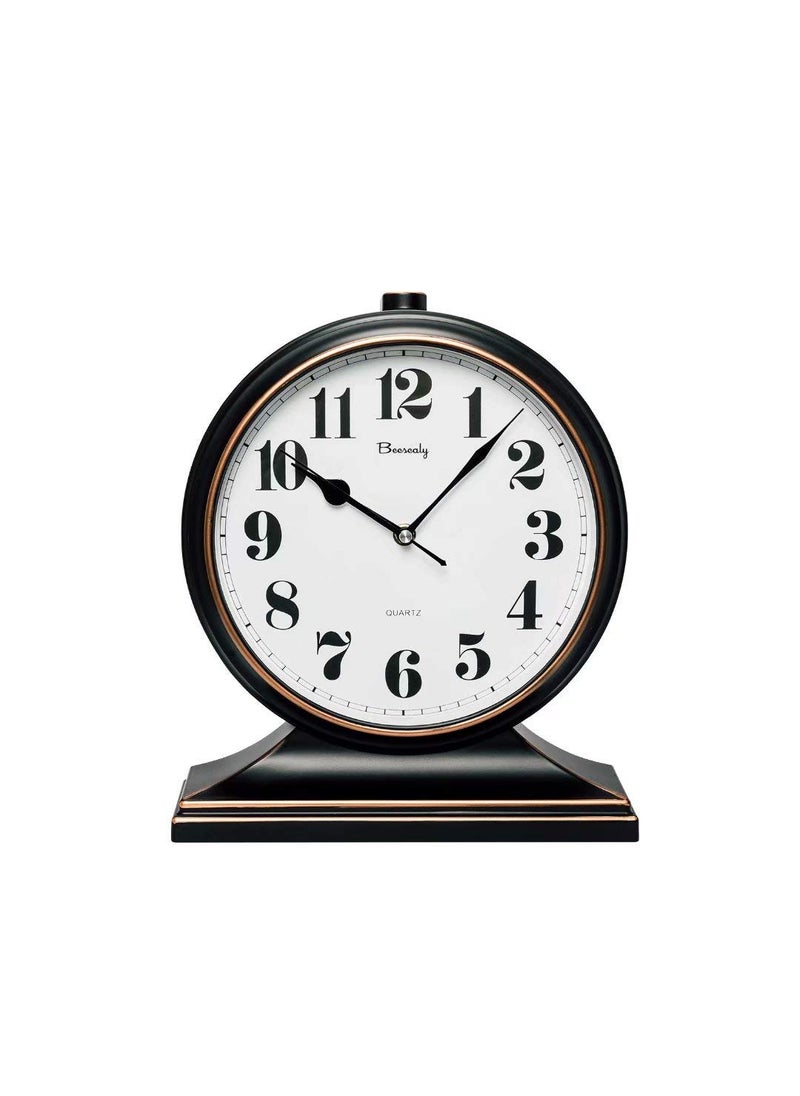 Beesealy Retro 10 Inch Silent Desk Clock  Antique Decorative Easy to Read in OfficeBedroom Black 