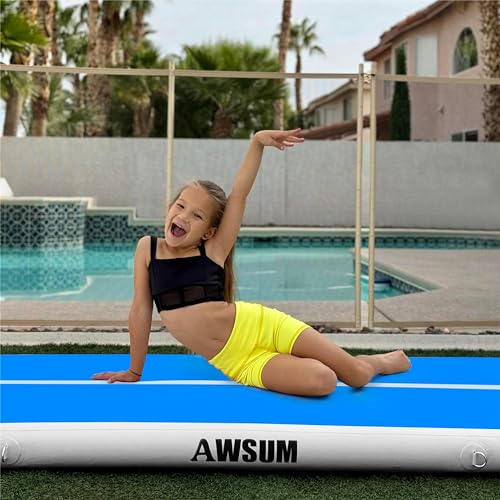 AWSUM Air Mat Tumbling Track 10ft/13ft/16ft/20ft/23ft Inflatable Gymnastics Mat 4/8 inches Thick with Electric Pump for Home/Gym Blue/White - Image 5