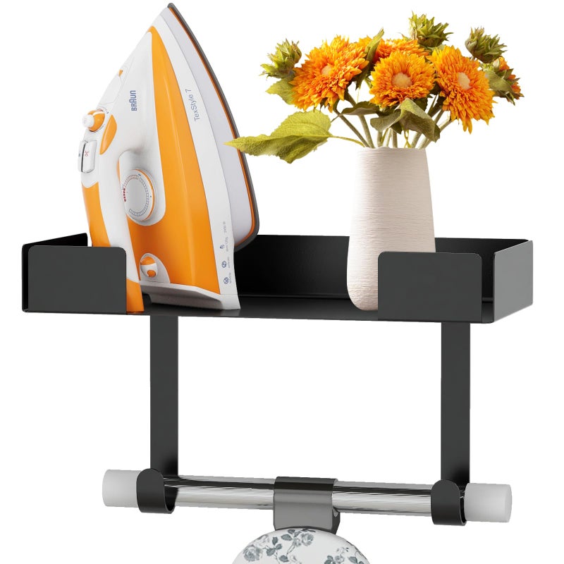 JUYSON Ironing Board Holder WallMounted Iron and Board Set Storage for Laundry Rooms Black