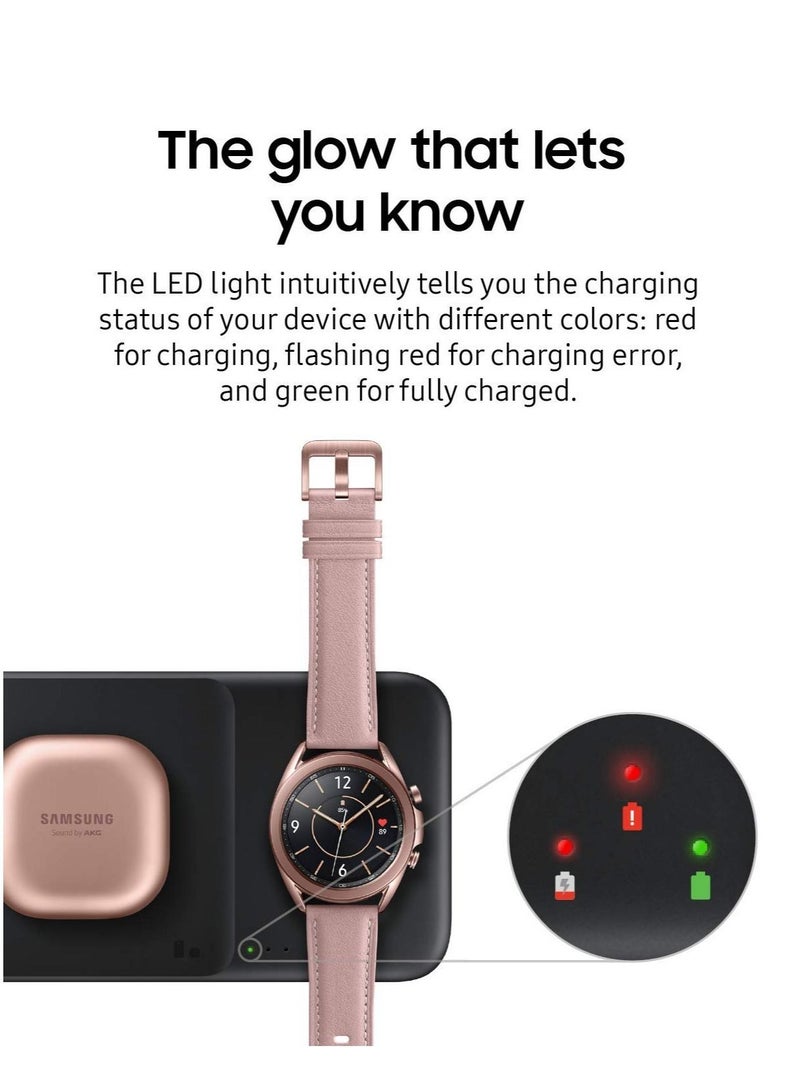 SYOSI Electronics Wireless Charger Trio Qi Compatible-Charge up to 3 Devices at Once-for Galaxy Phones Buds Watches and Apple iPhone Devices Black (US Version) - Image 5