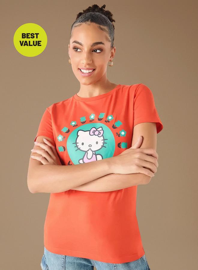 اس بي كاركترز تيشيرت بياقة ضيّقة وأكمام قصيرة وطبعات هالو كيتي - Image 1